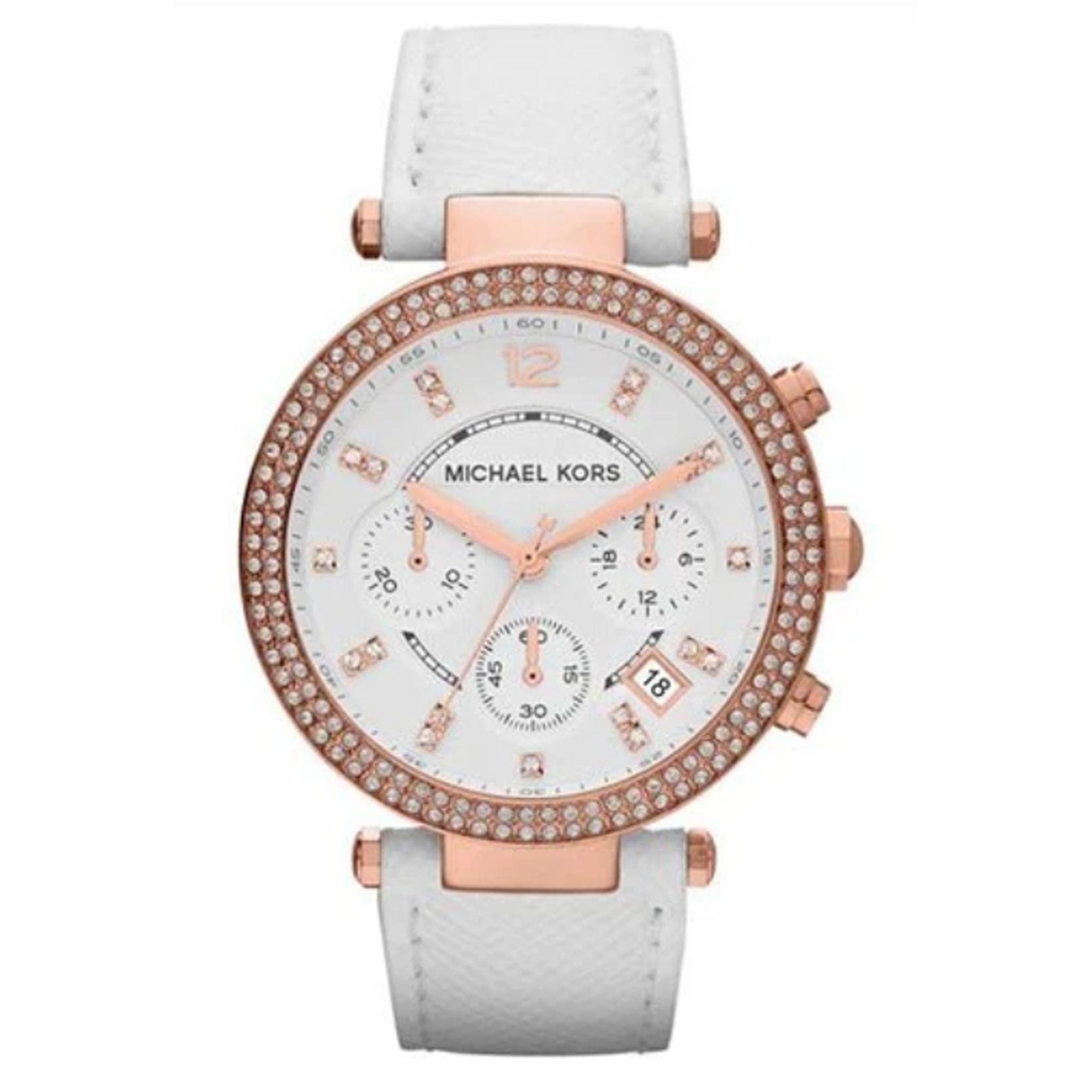 Michael Kors Parker Lady Damenuhr Chronograph roségold weiß