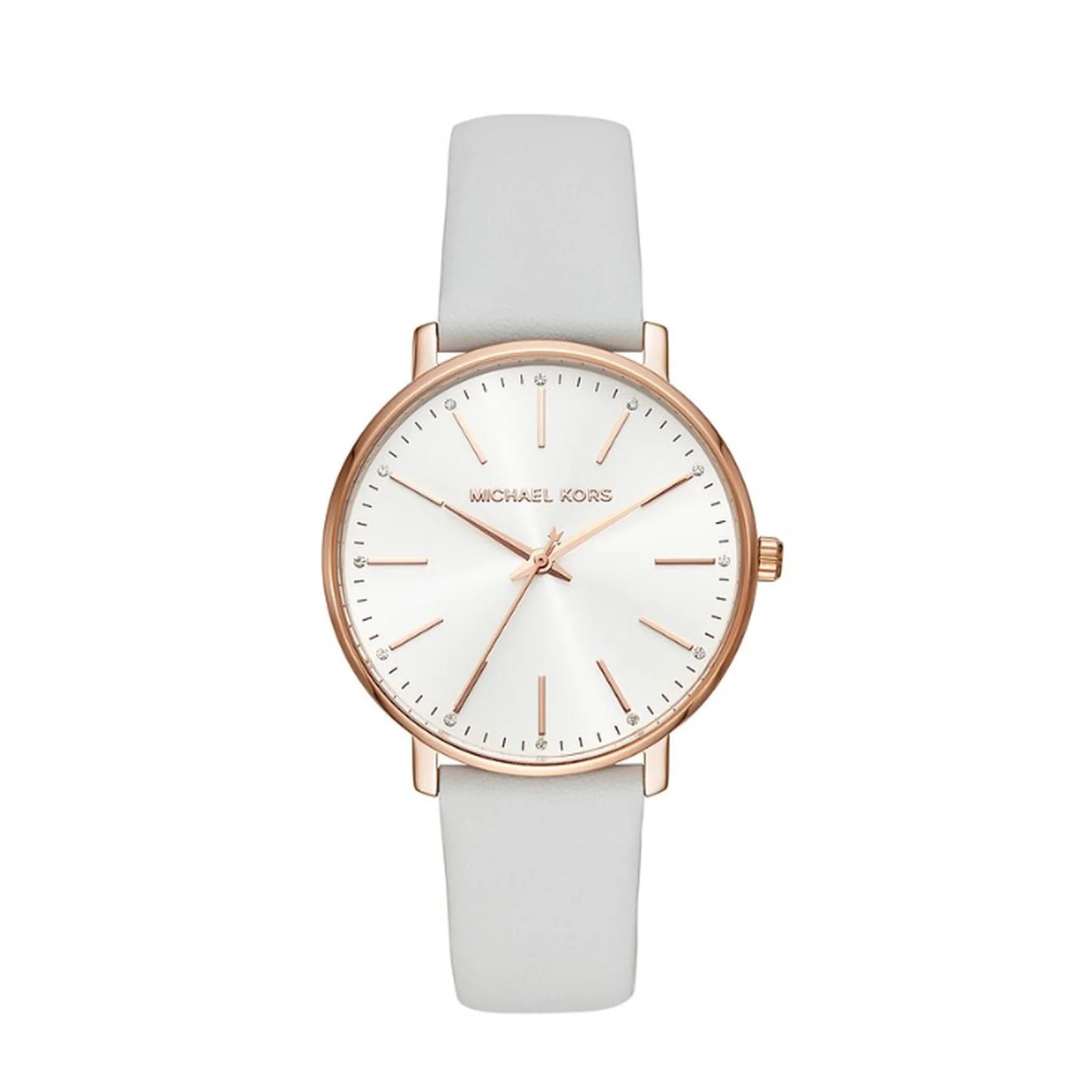 Michael Kors Pyper Lady Damenuhr roségold weiß Lederarmband