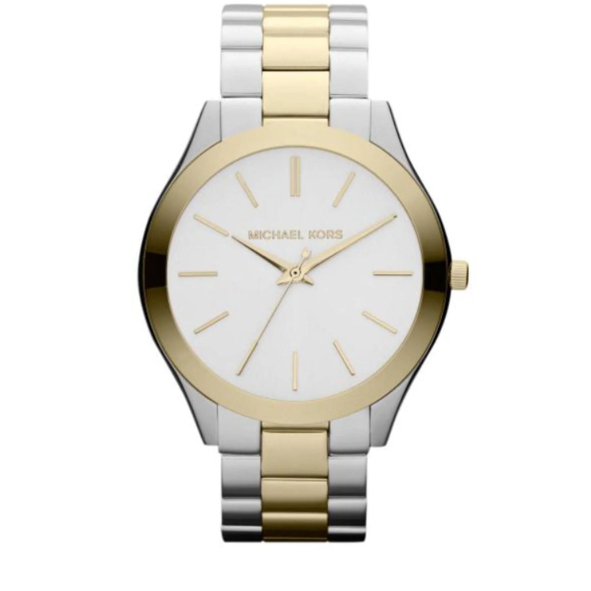 Michael Kors Slim Runway Lady Damenuhr silber gold Edelstahl