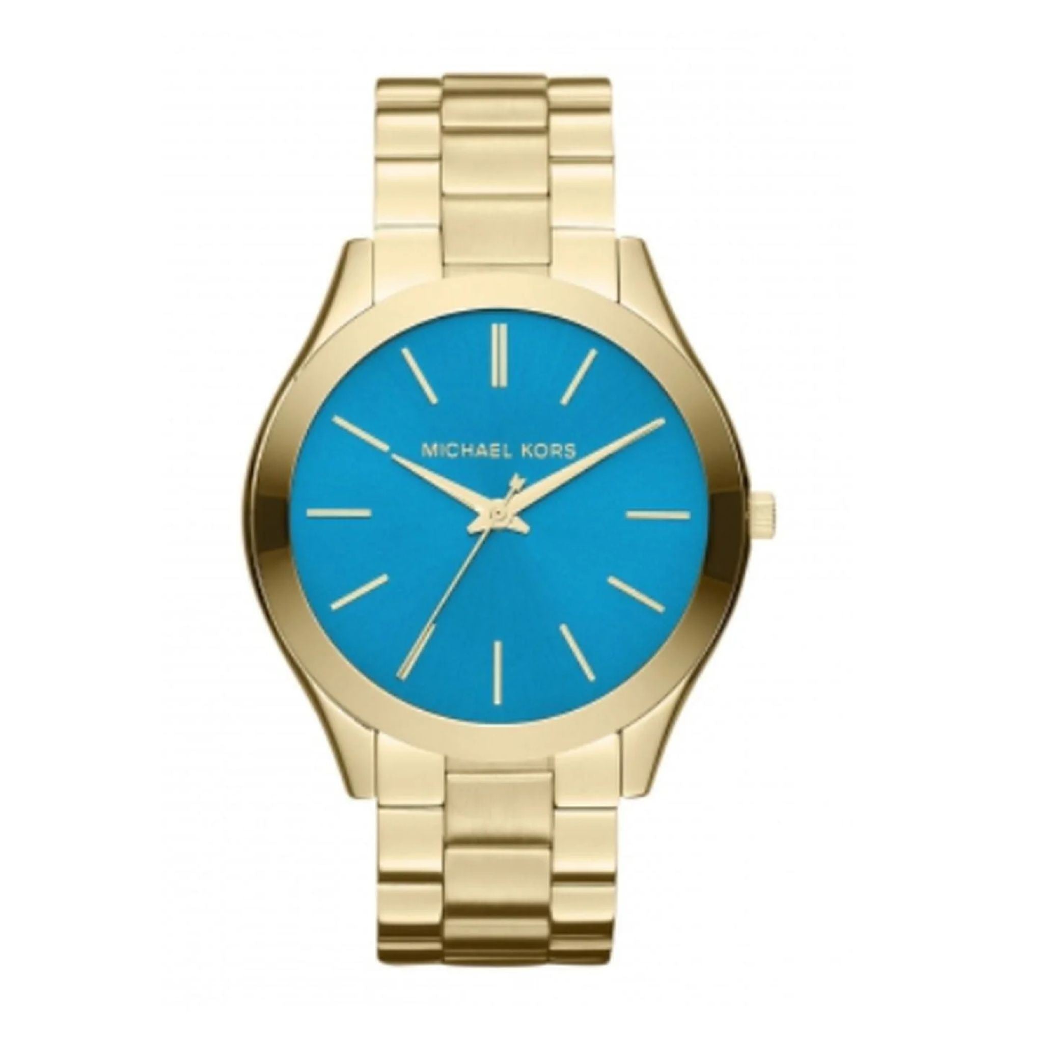 Michael Kors Slim Runway Lady Damenuhr gold blau Edelstahl