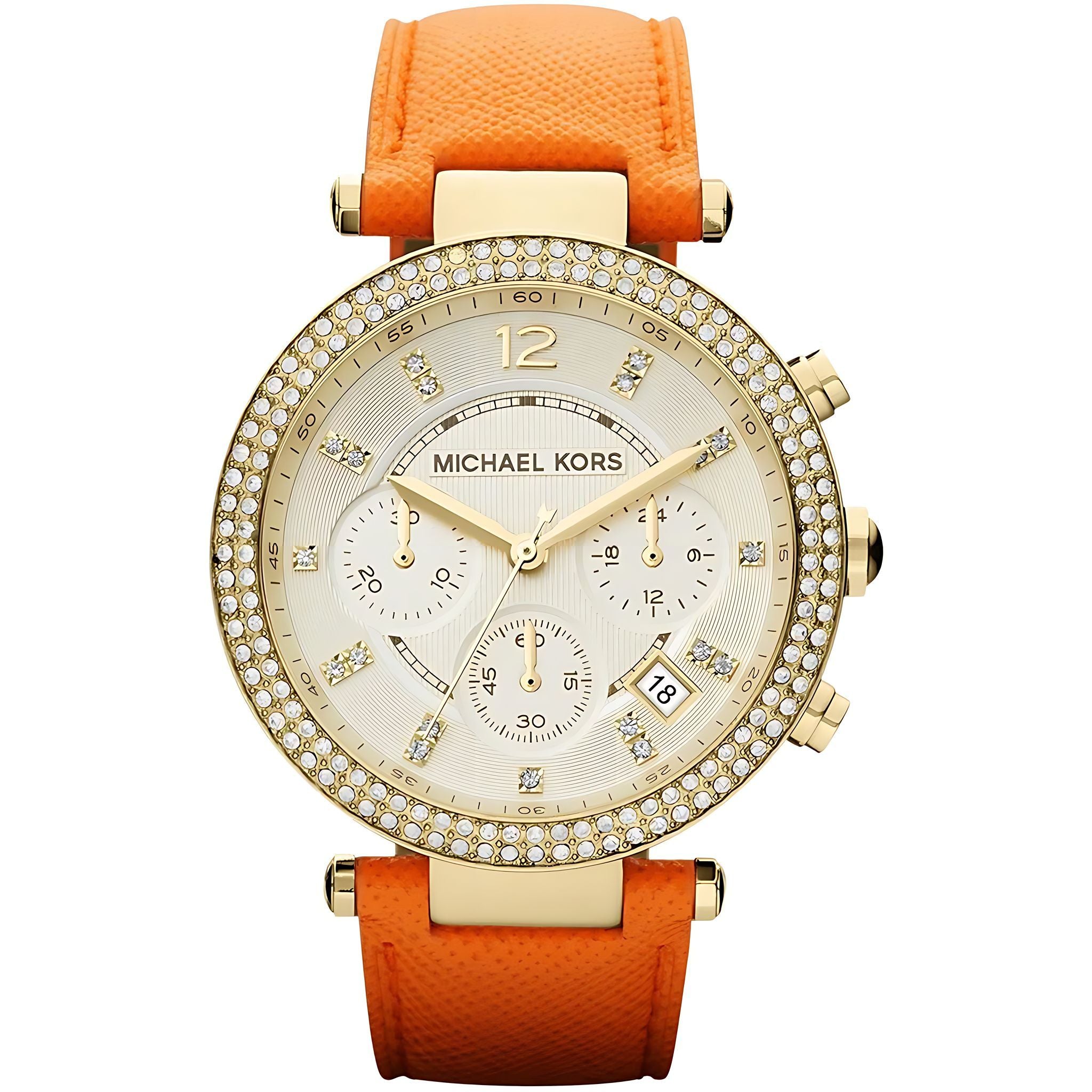 Michael Kors Parker Lady Damenuhr Chronograph gold orange