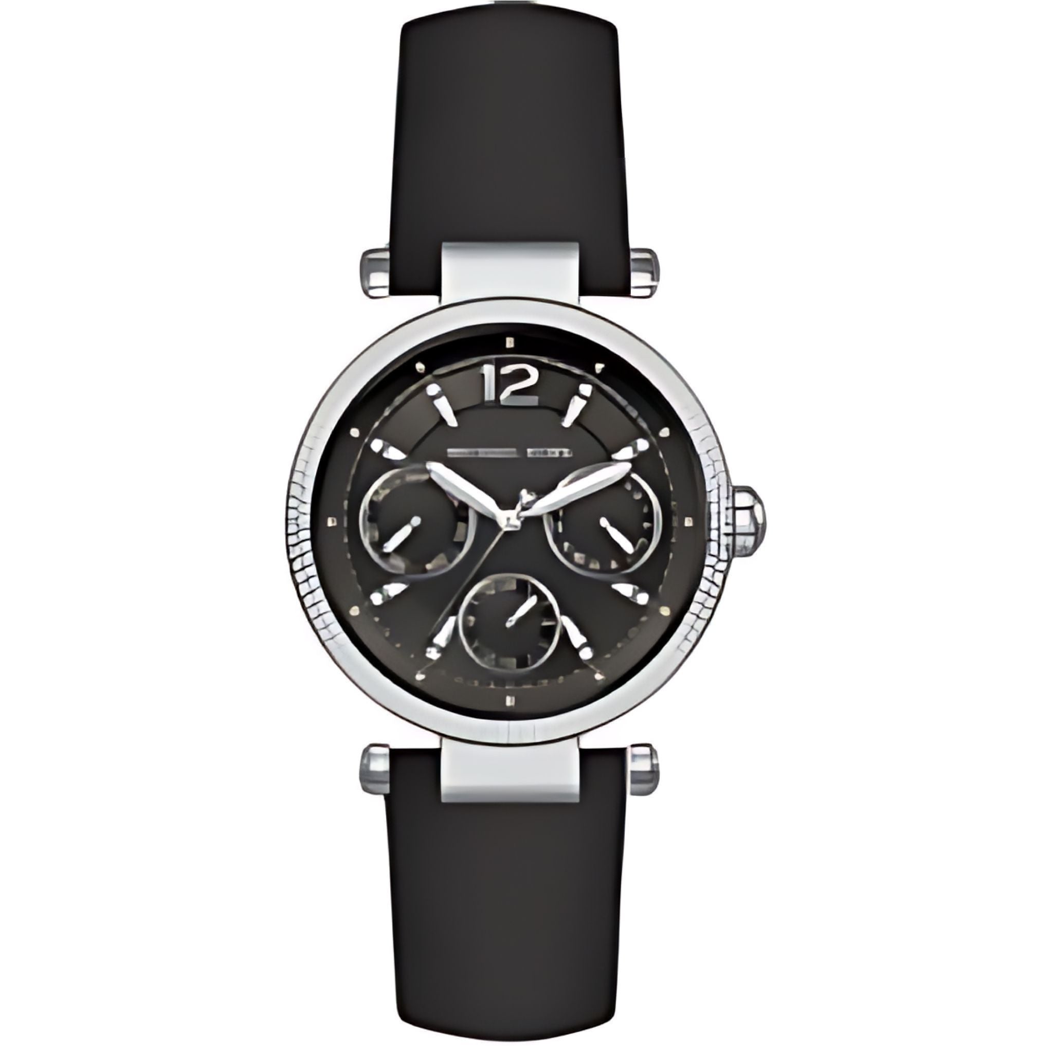 Michael Kors Damenuhr silber schwarz Lederarmband