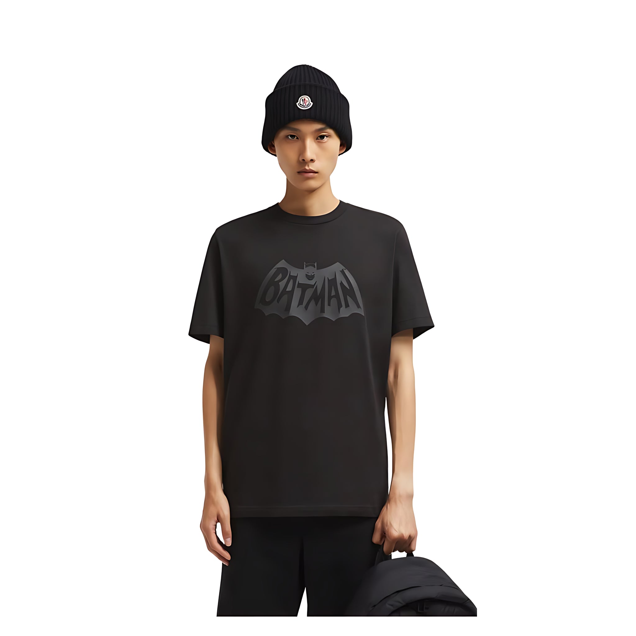 Moncler Batman Logo Cotton T-Shirt Herren schwarz