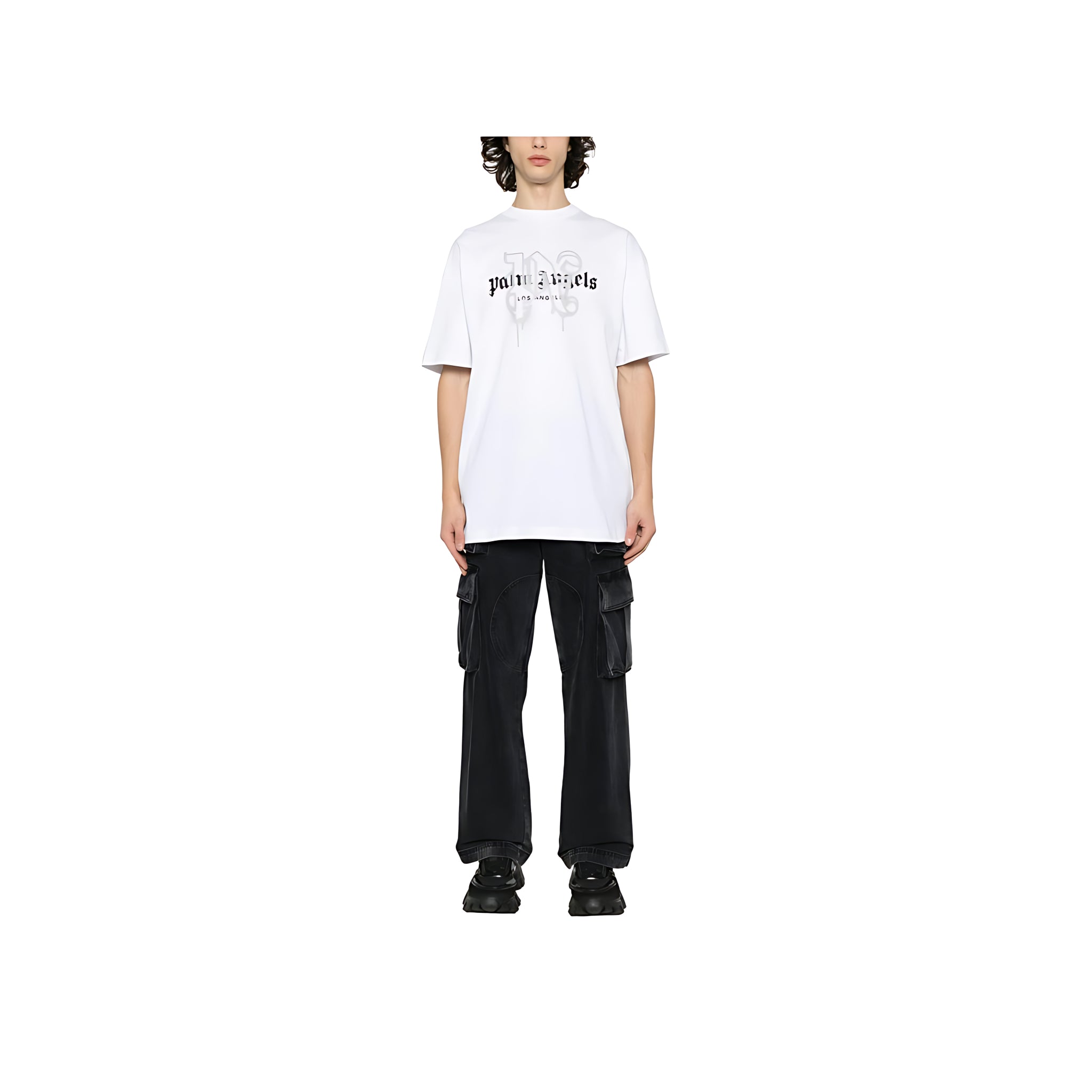 Palm Angels Los Angeles Monogram Print T-Shirt Weiß Herren