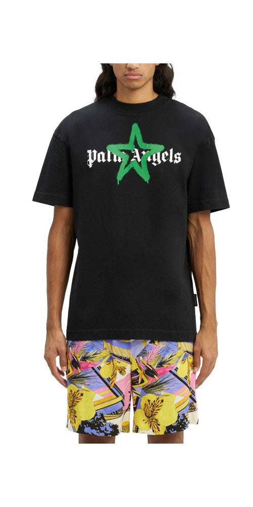 Palm Angels Sternmotiv Logo T-Shirt Schwarz Herren