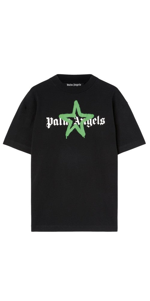 Palm Angels Sternmotiv Logo T-Shirt Schwarz Herren