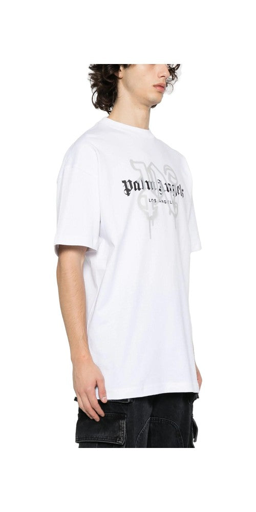 Palm Angels Los Angeles Monogram Print T-Shirt Weiß Herren