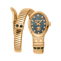 Roberto Cavalli Lady Serpente Ornato Damenuhr Grün Gold