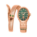 Roberto Cavalli Lady Serpente Ornato Damenuhr Grün Roségold
