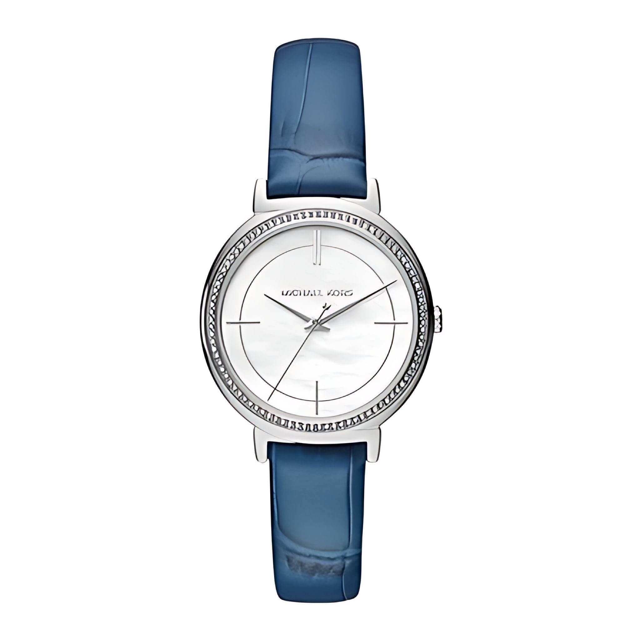 Michael Kors Cinthia Lady Damenuhr silber blau Lederarmband