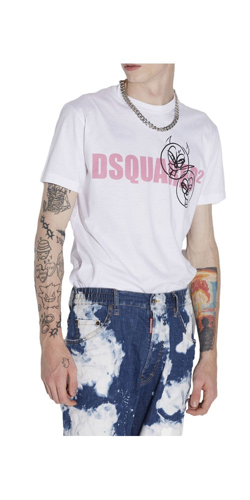 Dsquared2 Doodle Logo Face T-Shirt Herren weiß