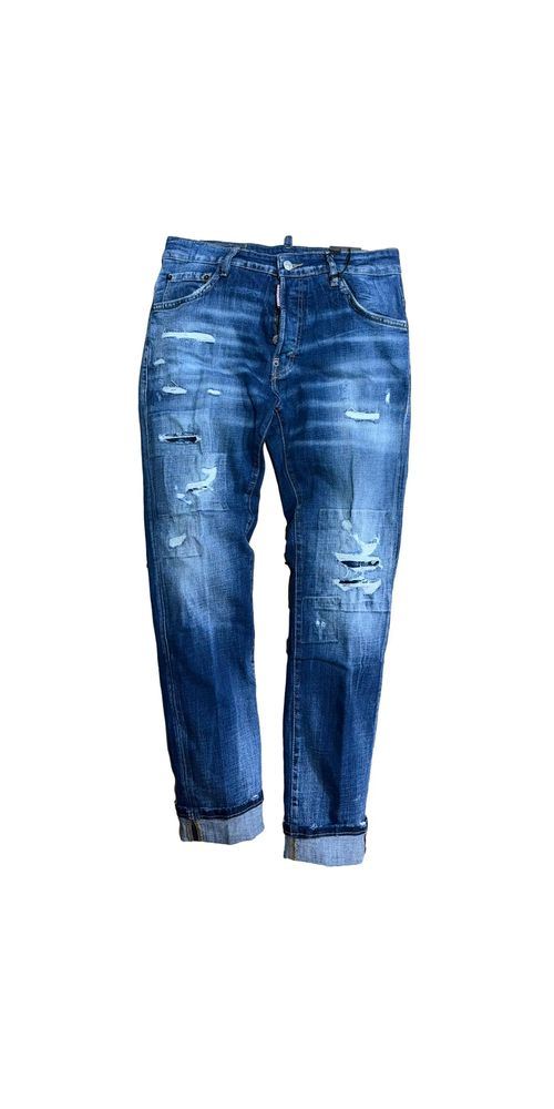 Dsquared2 Yellow Patch Distressed Denim Jeans Herren