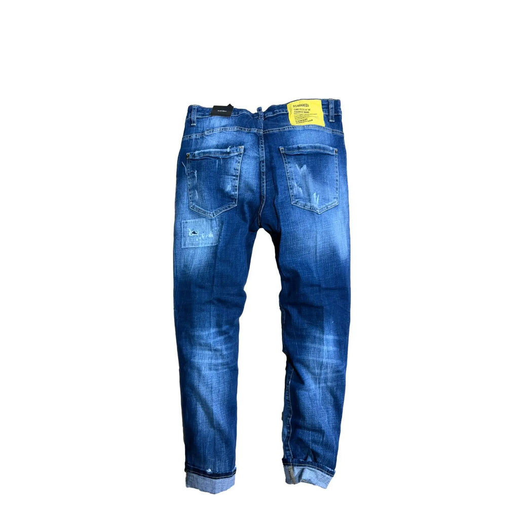 Dsquared2 Yellow Patch Distressed Denim Jeans Herren