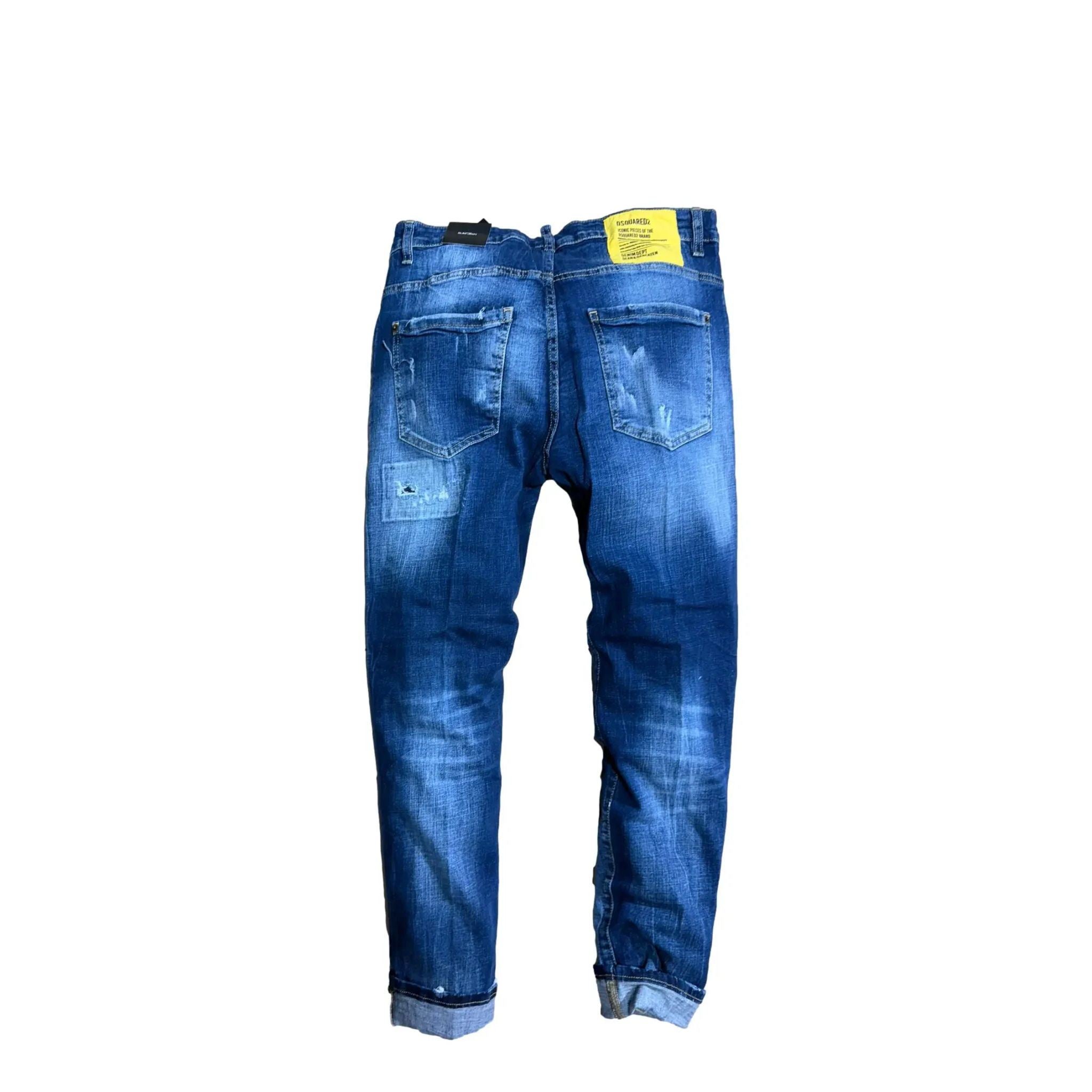 Dsquared2 Yellow Patch Distressed Denim Jeans Herren