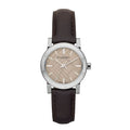 Burberry The City Nova Damenuhr silber dunkelbraun Lederarmband