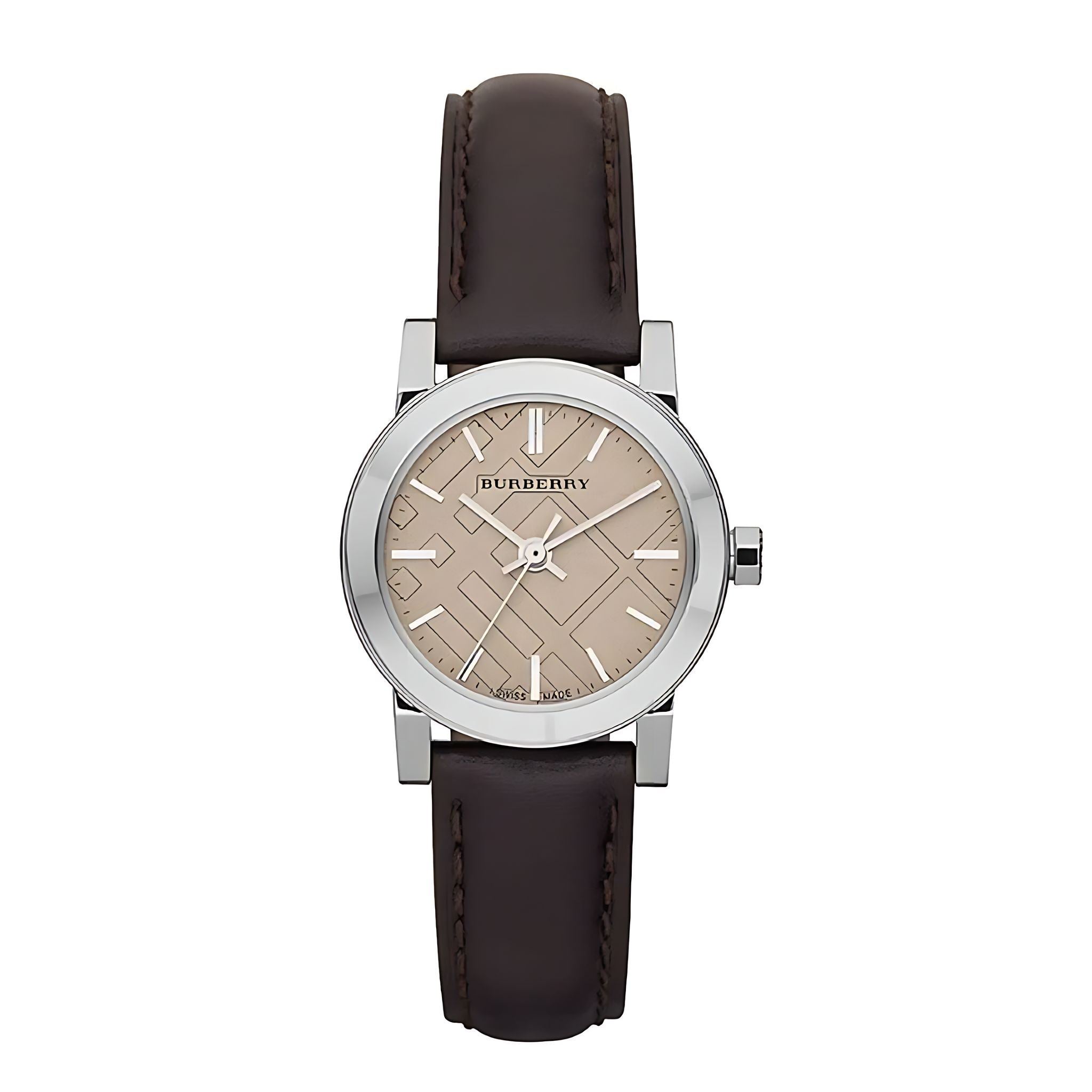 Burberry The City Nova Damenuhr silber dunkelbraun Lederarmband
