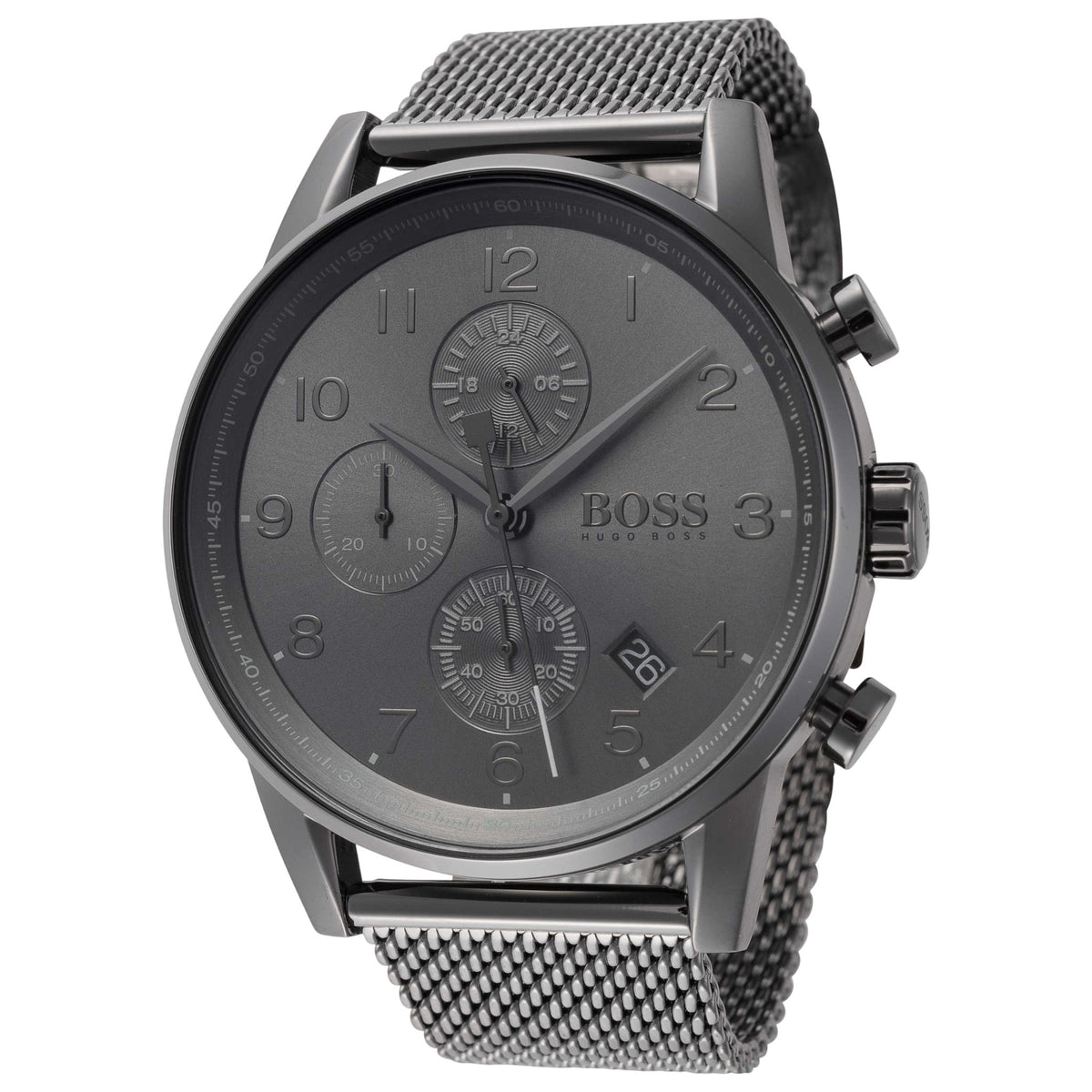 Boss Navigator Herren Chronograph Grau Edelstahl Mesh HB1513674