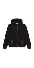 Gucci Jacke mit Kapuze mit Web Schwarz Herren
