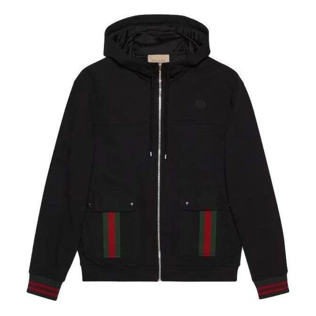 Gucci Jacke mit Kapuze mit Web Schwarz Herren