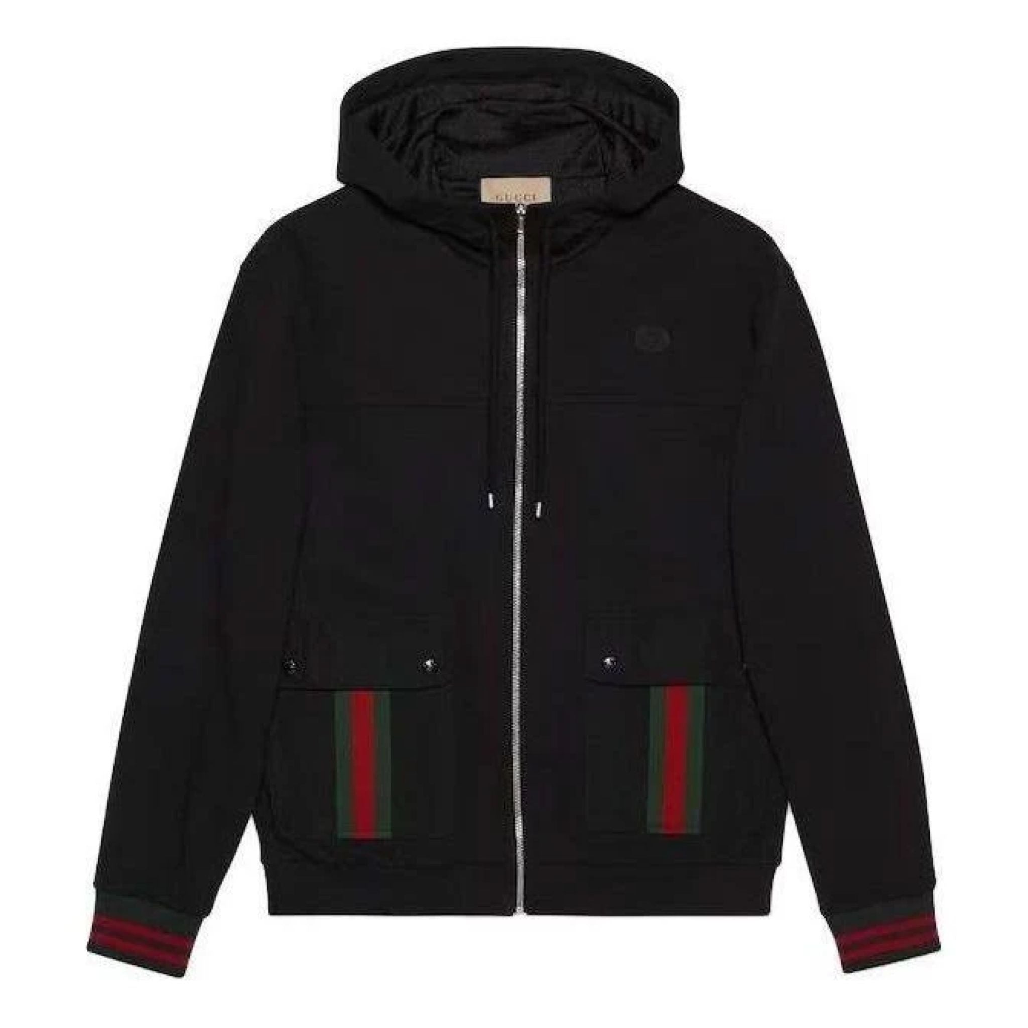Gucci Jacke mit Kapuze mit Web Schwarz Herren