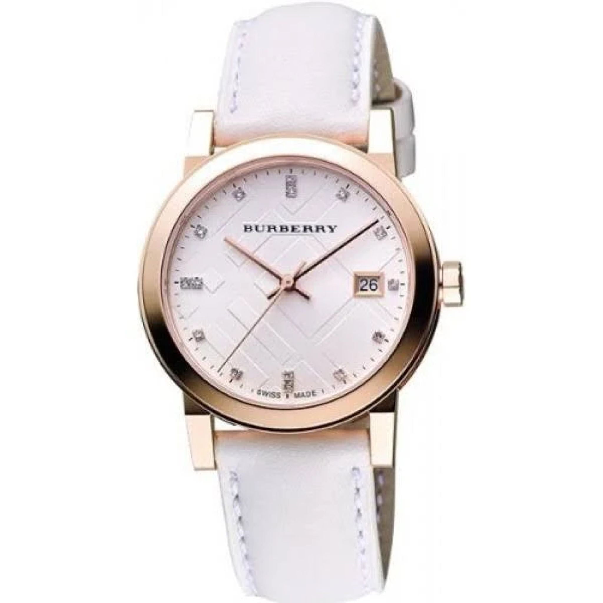 Burberry The City Damenuhr gold weiß Lederarmband