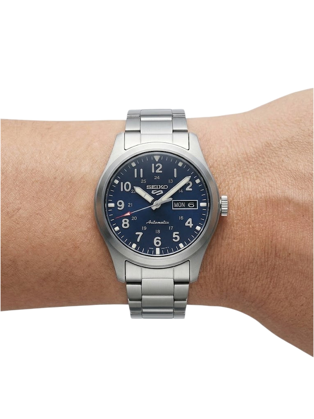 Seiko 5 Sports Herrenuhr silber blau Edelstahl SRPG29K1