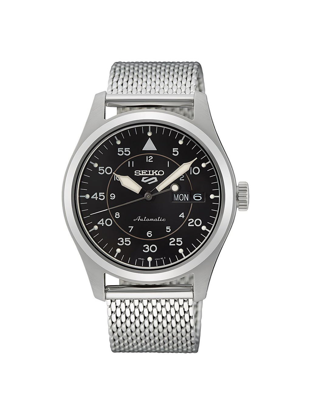 Seiko 5 Sports Field SRPH23K1 Automatik Herrenuhr 39,4 mm Schwarz Silber