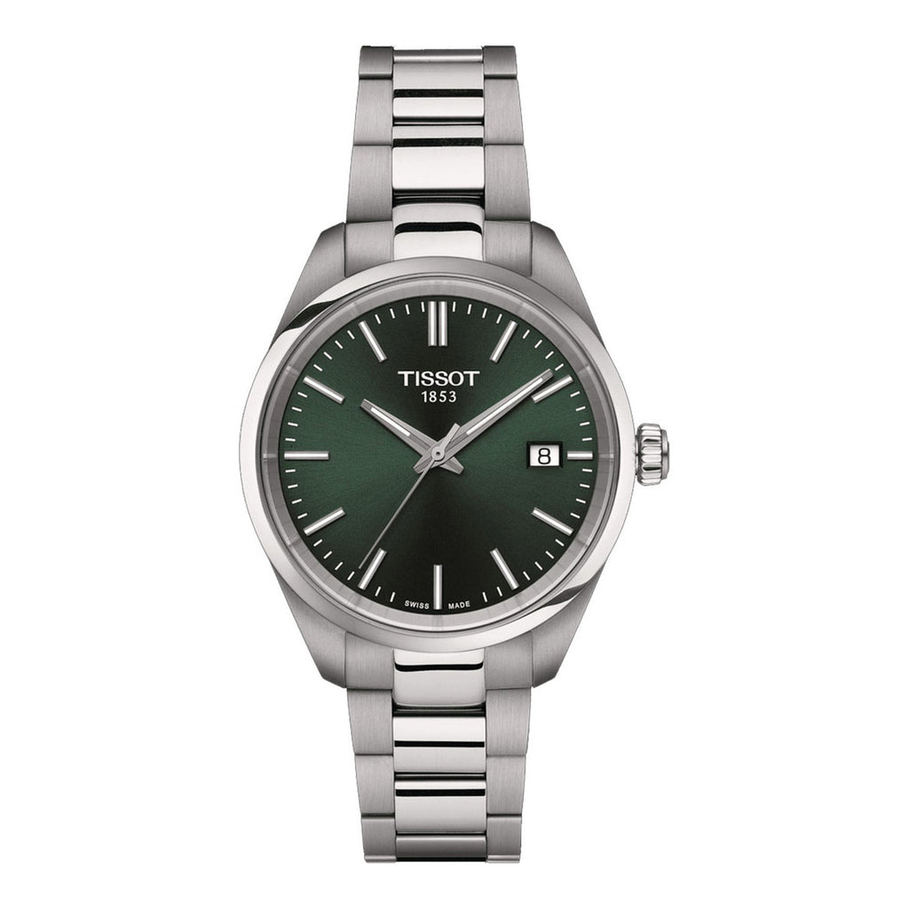Tissot PR 100 34mm Silber Grün Damenuhr