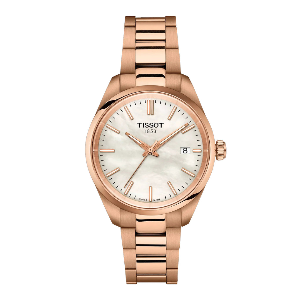 Tissot PR 100 34mm Roségold Weiß Damenuhr