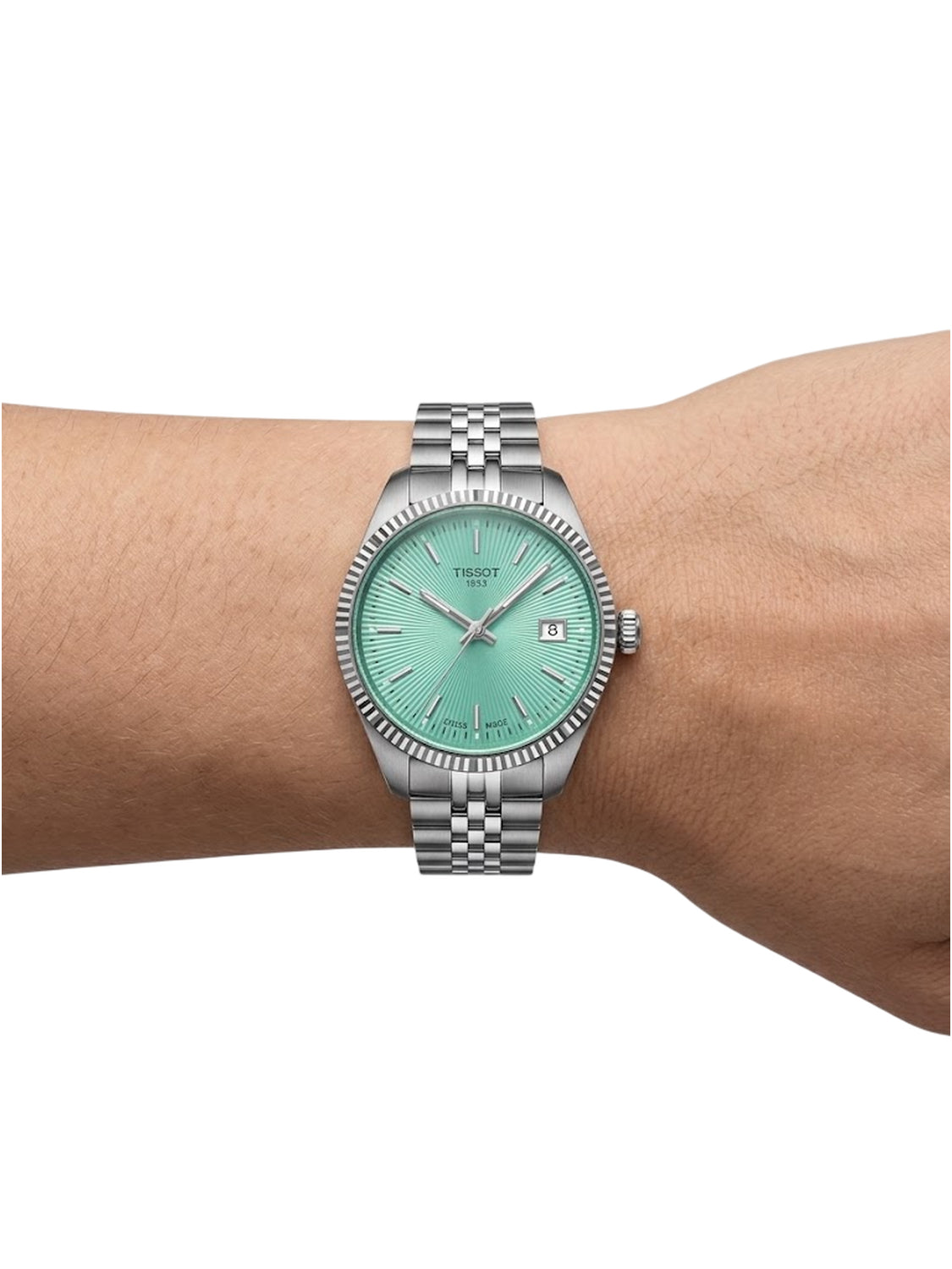 Tissot Ballade Damenuhr silber gruen Edelstahl T156.210.11.091.00