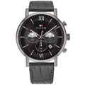 Tommy Hilfiger Evan Armbanduhr silber schwarz Lederarmband