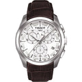 Tissot Couturier Herrenuhr silber braun Lederarmband