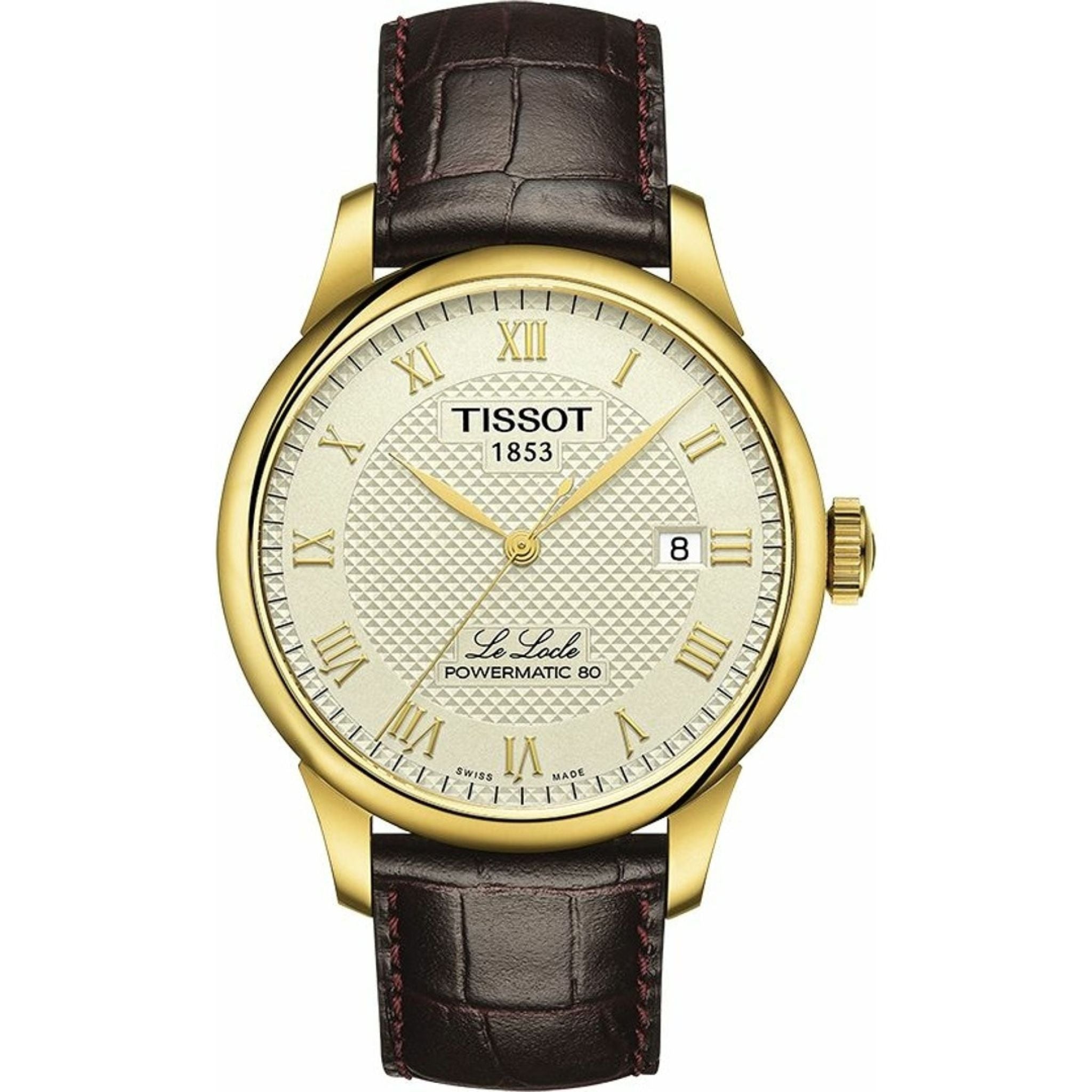 Tissot Le Locle Powermatic 80 Herrenuhr gold braun Lederarmband