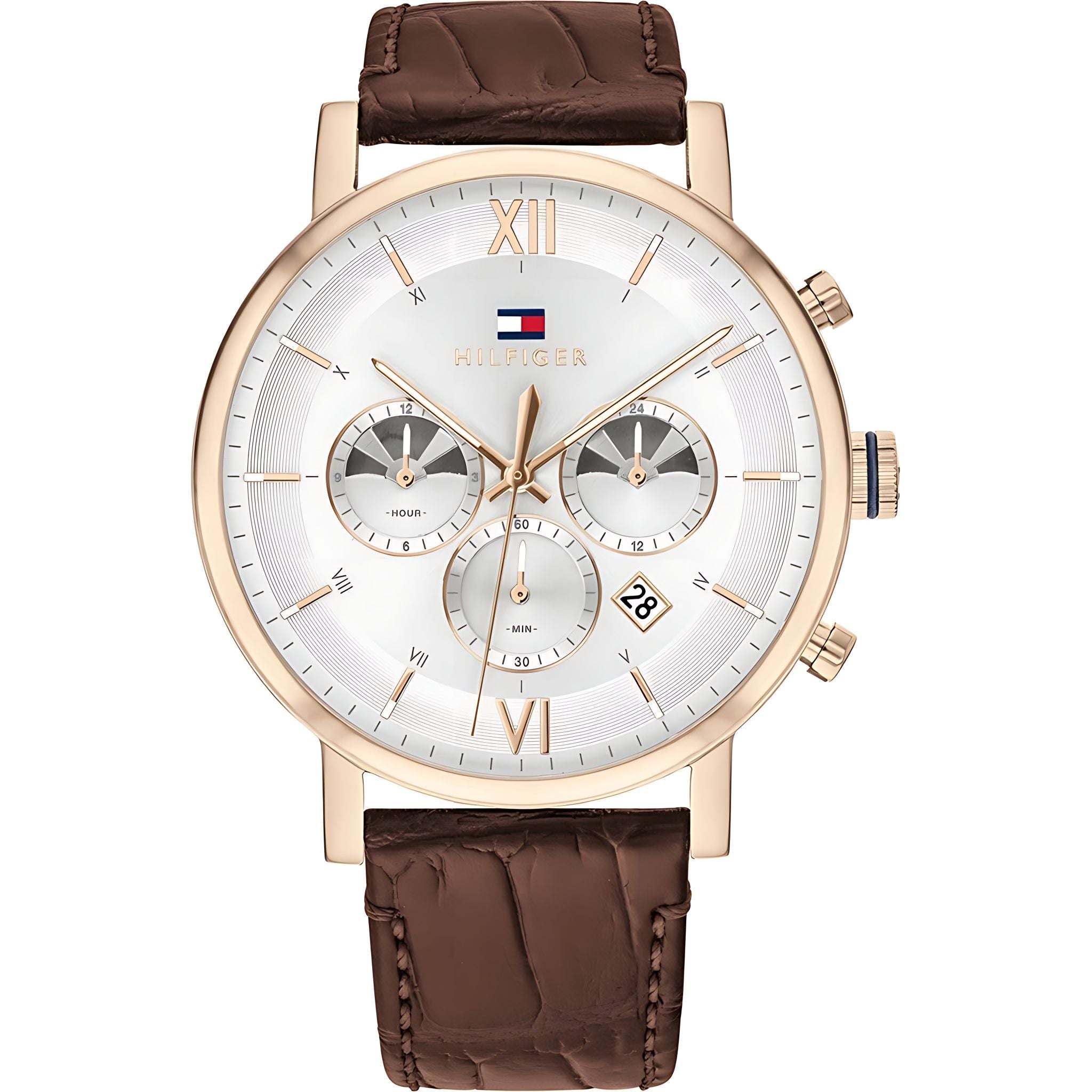 Tommy Hilfiger Evan Armbanduhr roségold braun Lederarmband