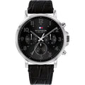 Tommy Hilfiger Daniel Armbanduhr silber schwarz Lederarmband