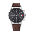 Tommy Hilfiger Daniel Herrrenuhr silber braun Lederarmband