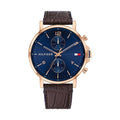 Tommy Hilfiger Armbanduhr roségold braun blau Lederarmband