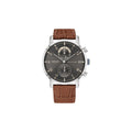 Tommy Hilfiger Kane Armbanduhr silber braun Lederarmband