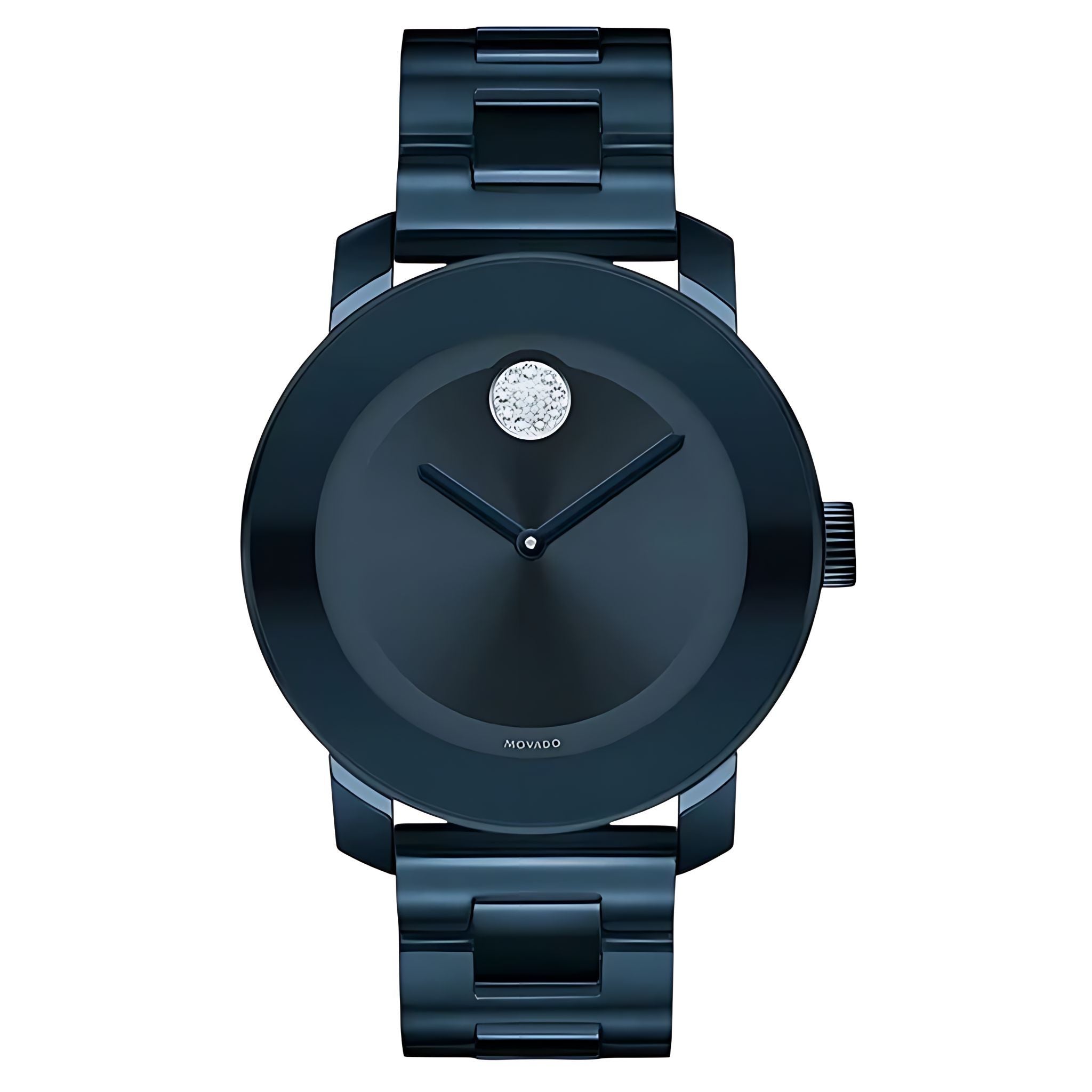 Movado Bold Damenuhr dunkelblau Edelstahl moderne Designer Uhr