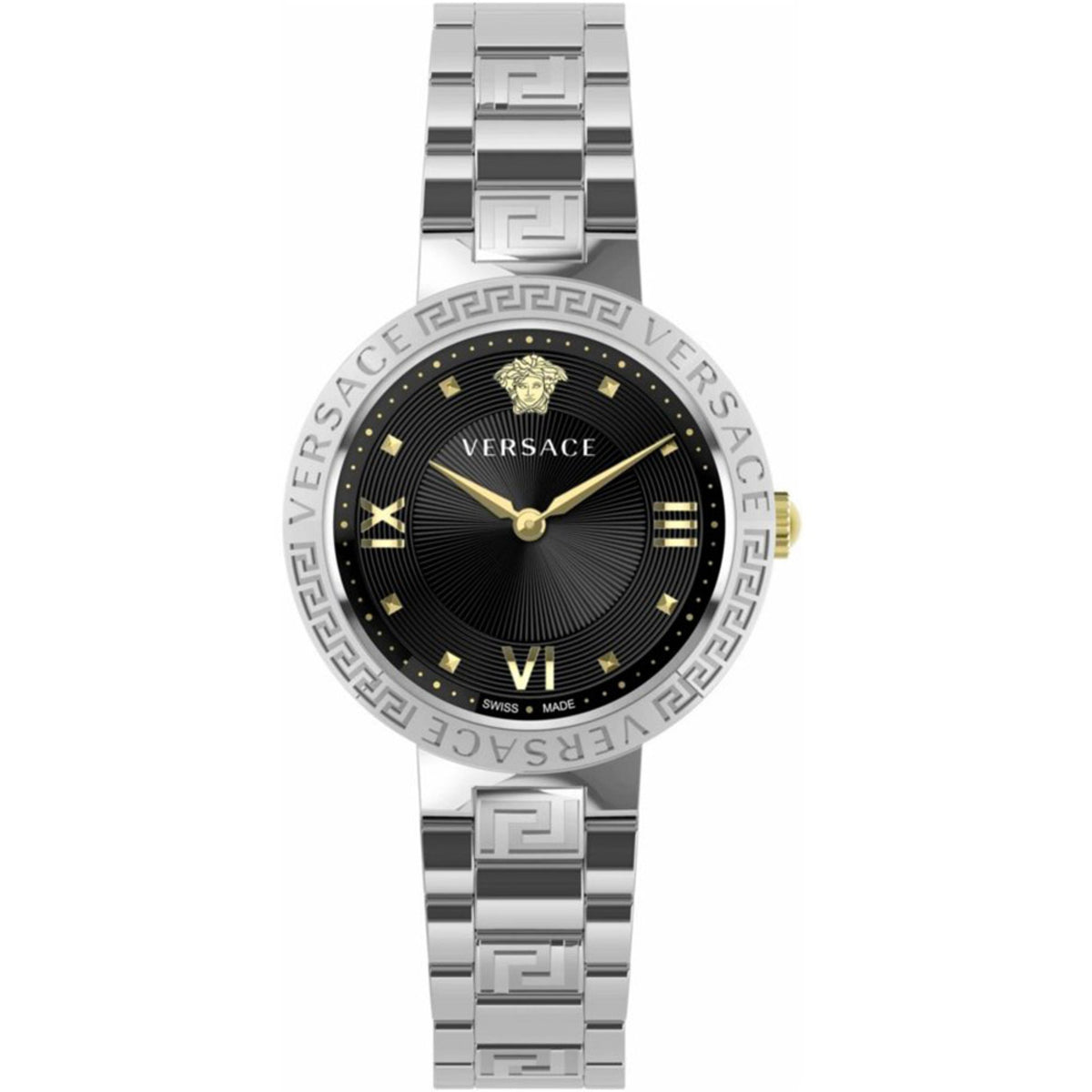 Versace Greca Lady Damenarmbanduhr Schwarz Silber