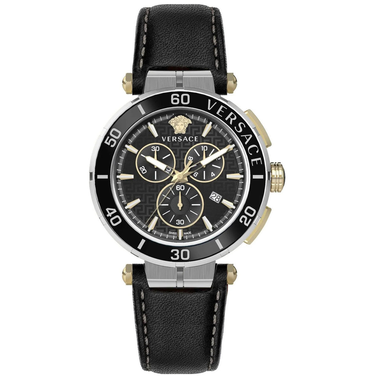 Versace Greca Chrono Herrenuhr silber schwarz