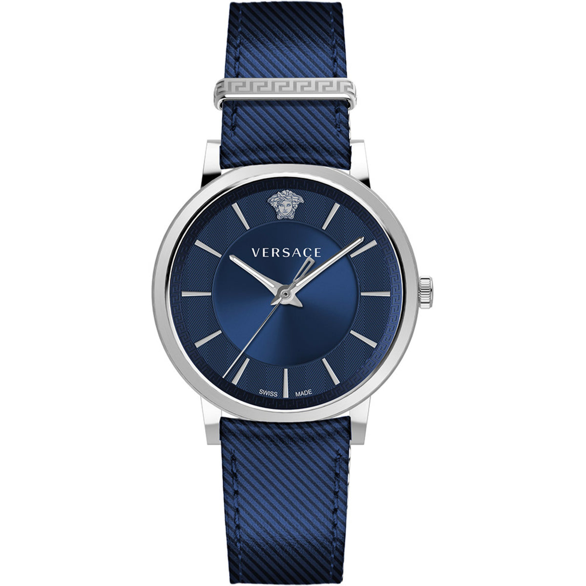 Versace V Circle Unisex Uhr silber blau