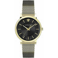 Versace V Circle Unisex Armbanduhr Schwarz Gold