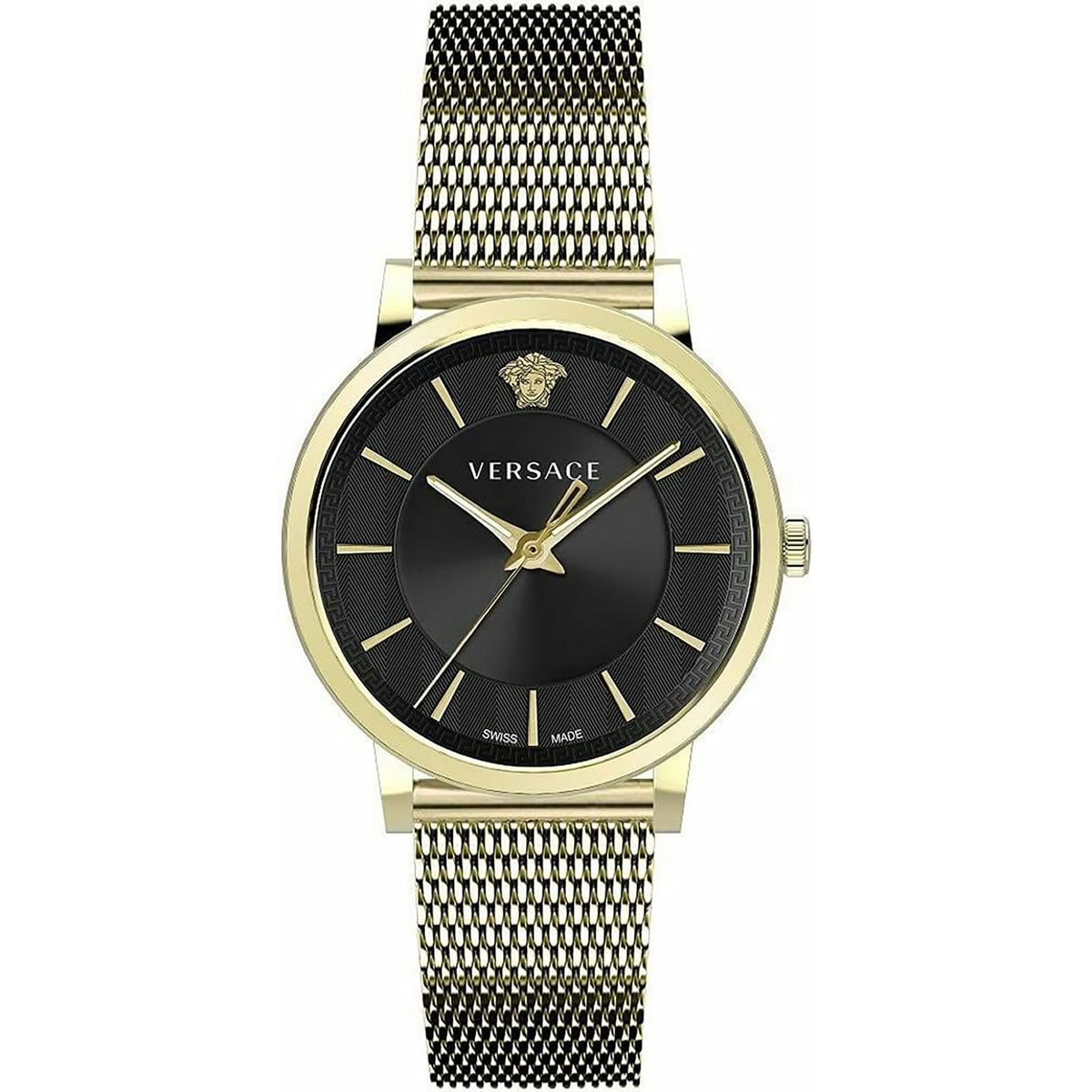Versace V Circle Unisex Armbanduhr Schwarz Gold