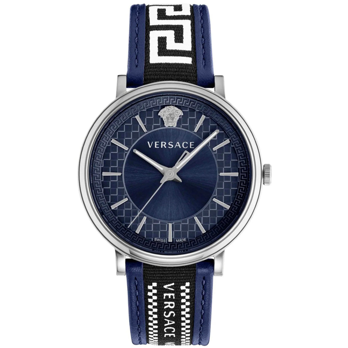 Versace V Circle Herrenarmbanduhr Blau Silber