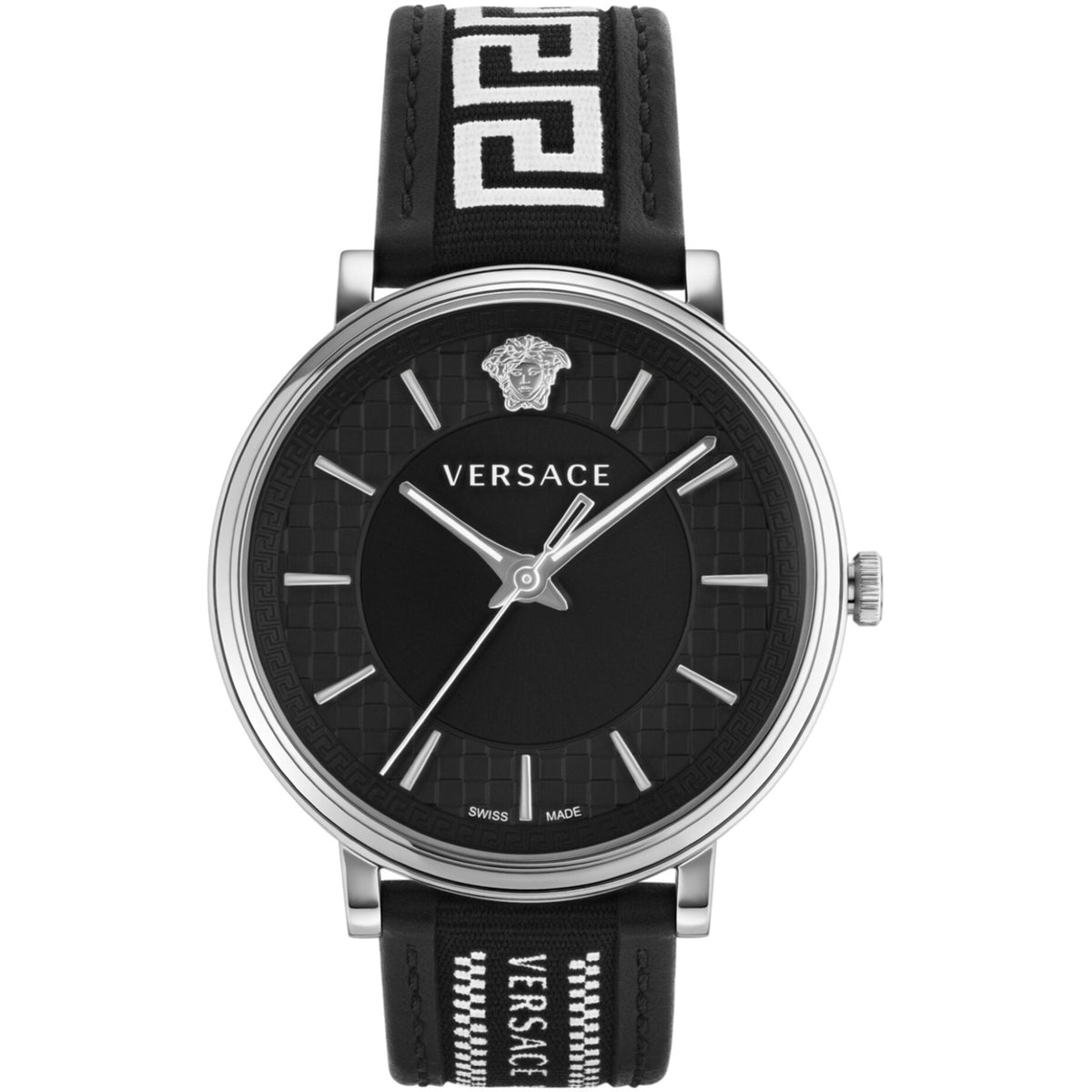 Versace V Circle Herrenarmbanduhr Schwarz Silber