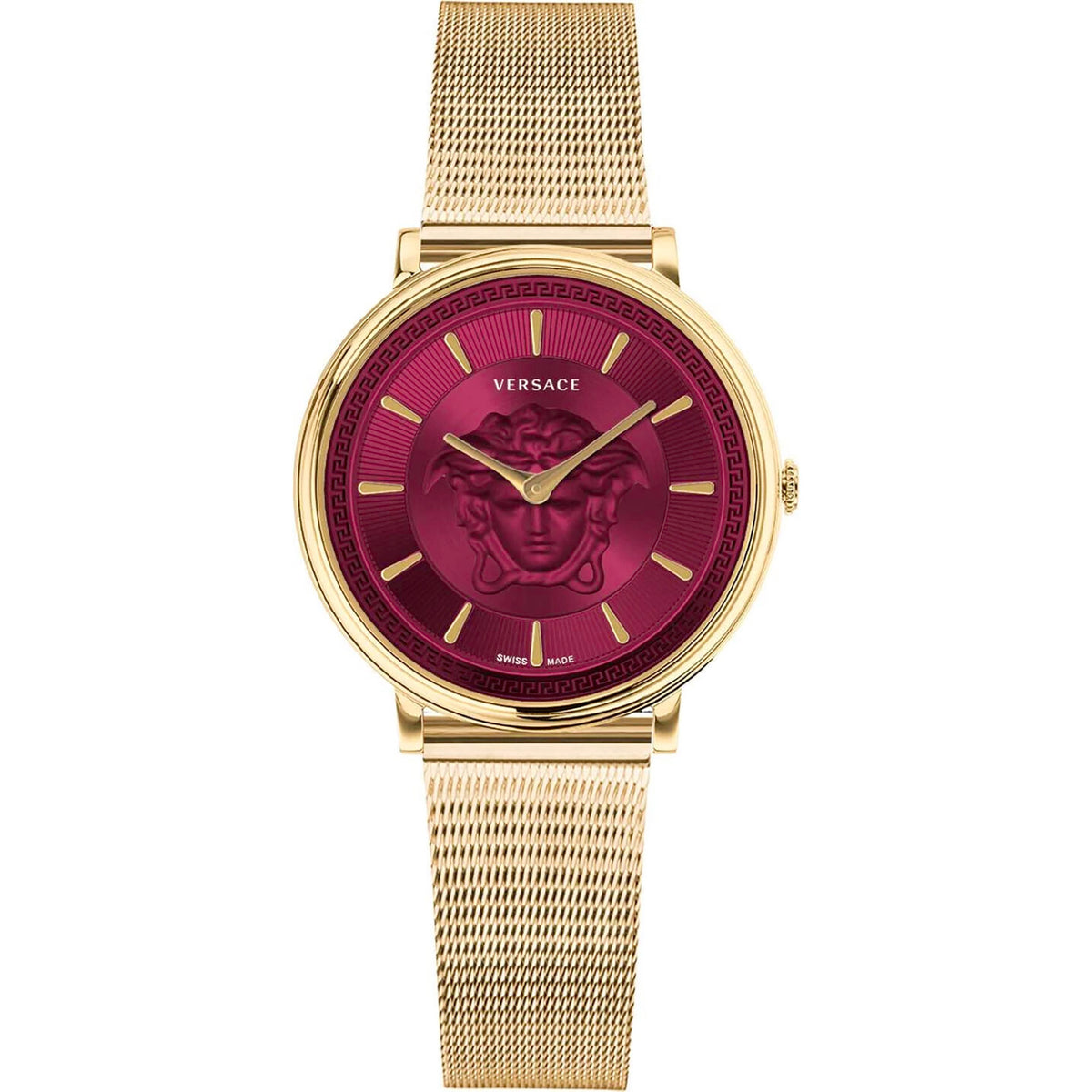 Versace V Circle Medusa Damenarmbanduhr gold rot