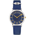 Versace Essential Damenuhr Blau Lederarmband