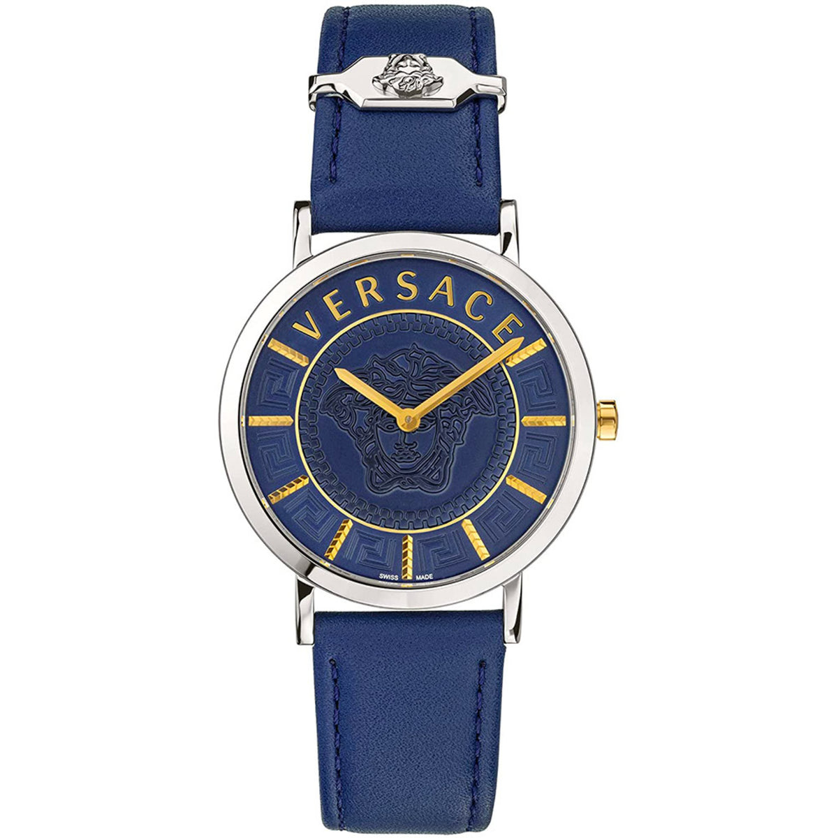 Versace Essential Damenuhr Blau Lederarmband