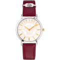 Versace Essential Damenuhr silber weinrot